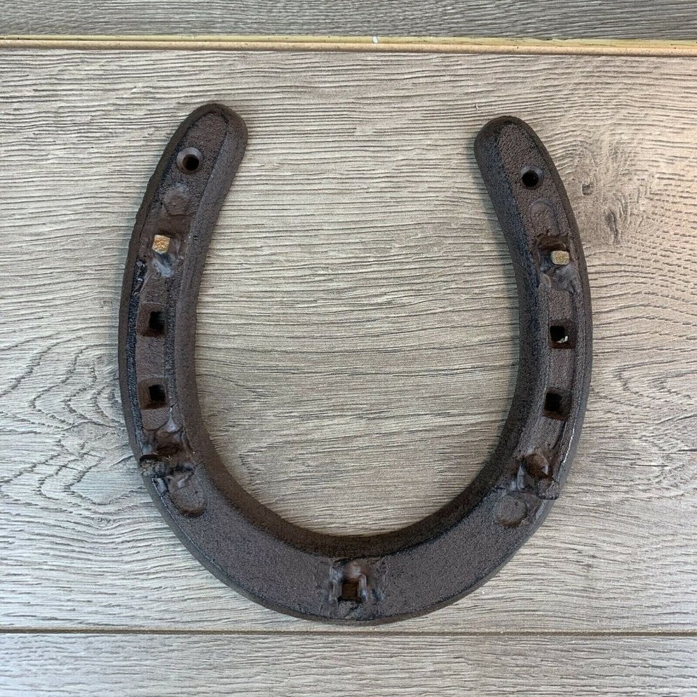 Wrought Iron Decorative Draft Horse Size Horseshoe Hook. 2 Pegs Are Broken Off. - Picture 2 of 6